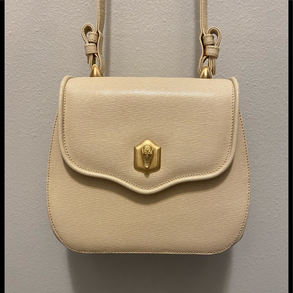 Barry Kieselstein-Cord  cream colored leather shoulder bag signature Alligator